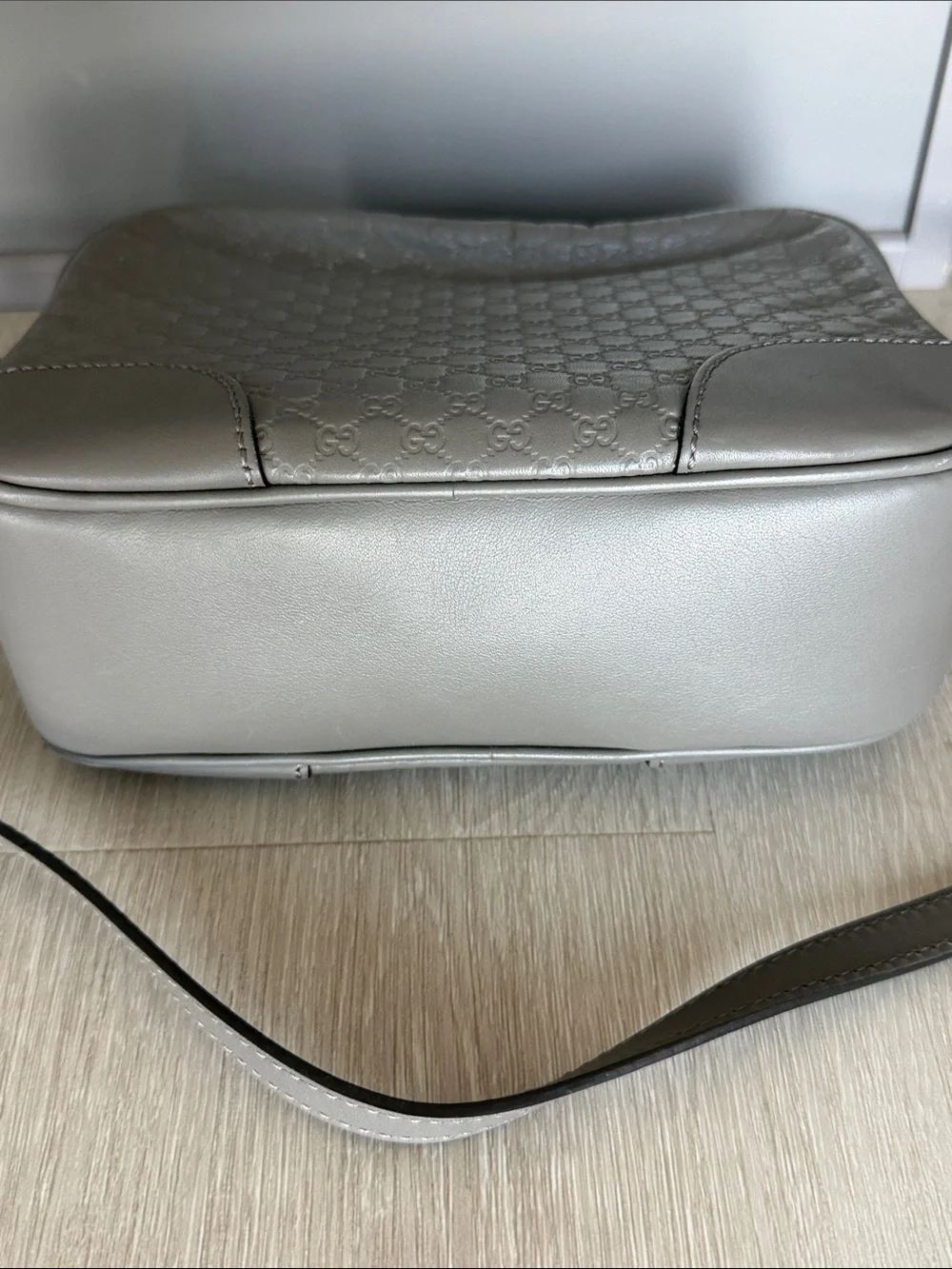 Gucci Guccissima Bree Disco Crossbody Bag Grey